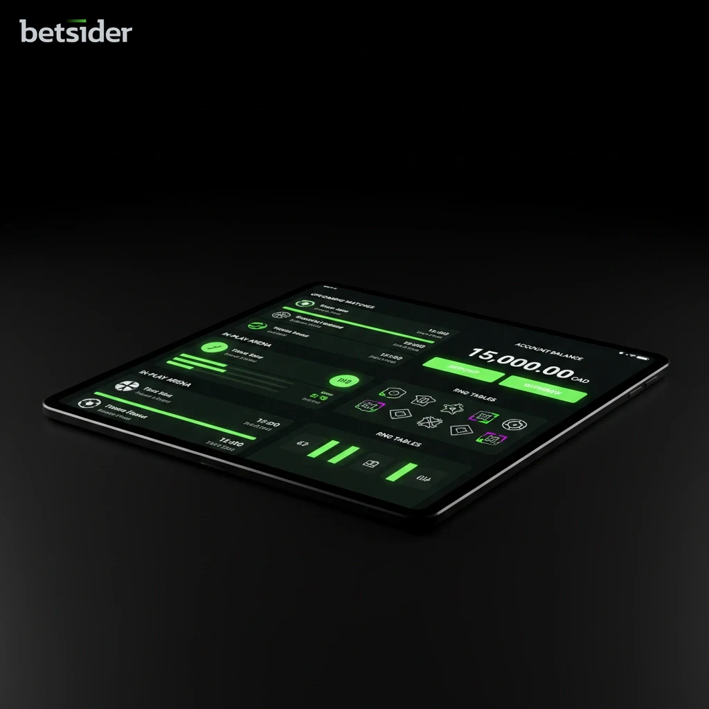 Betsider Sportsbook and casino account dashboard on a tablet